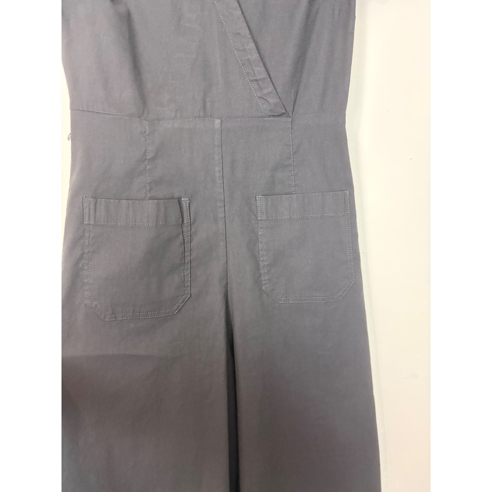 Anthropologie Maeve Wrapped Culotte Jumpsuit Black Sz 6P Linen Blend Utility - Picture 12 of 16